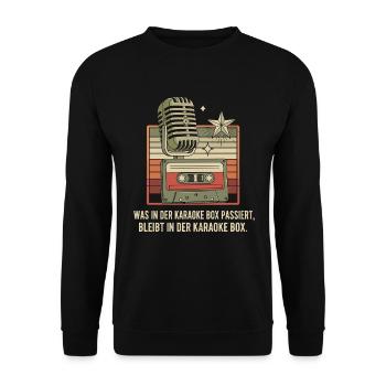 What happens in the Karaoke Box remains in the... - Unisex Sweatshirt - black - Front - Alina (178cm) & Michal (187cm)