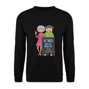 Rentner unter neuer Leitung - Unisex Pullover - Schwarz - Vorne - Alina (178cm) & Michal (187cm)