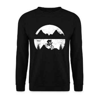 Cyclists Silhouette MTB Bicycle Mountains - Unisex Sweatshirt - black - Front - Alina (178cm) & Michal (187cm)