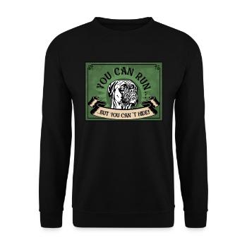 YOU CAN RUN BUTYOU CAN´T HIDE Boxer Nr 1 - Unisex Pullover - Schwarz - Vorne - Alina (178cm) & Michal (187cm)