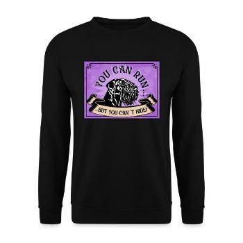 YOU CAN RUN BUTYOU CAN´T HIDE Riesenschnauzer - Unisex Pullover - Schwarz - Vorne - Alina (178cm) & Michal (187cm)