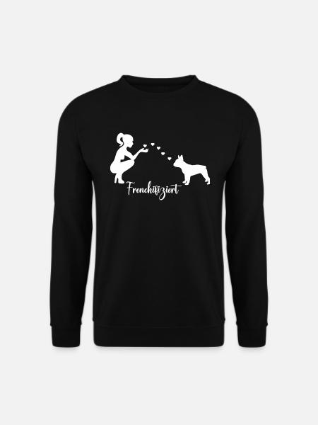 Französische Bulldogge mit Frau - Unisex Pullover - Schwarz