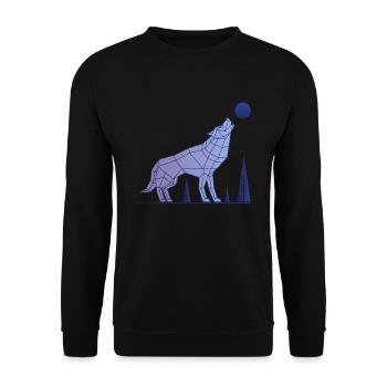 Wolf Alpha Abstrakt - Unisex Pullover - Schwarz - Vorne - Alina (178cm) & Michal (187cm)