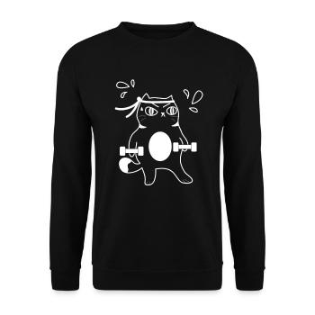Cat Workout - Unisex Sweatshirt - black - Front - Alina (178cm) & Michal (187cm)