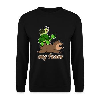 Team Langsam - Unisex Pullover - Schwarz - Vorne - Alina (178cm) & Michal (187cm)