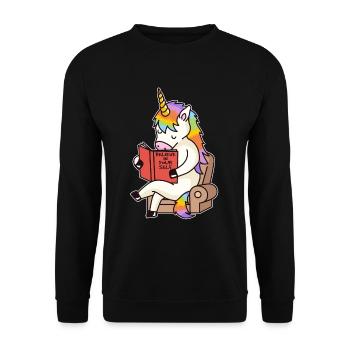 Unicorn Reading - Unisex Sweatshirt - black - Front - Alina (178cm) & Michal (187cm)