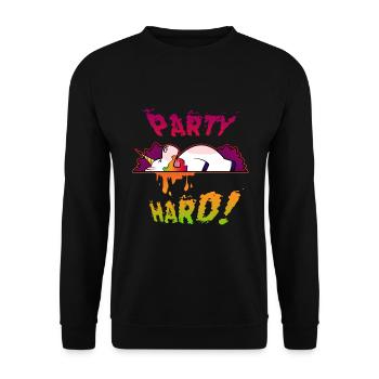 Party Hard Einhorn - Unisex Pullover - Schwarz - Vorne - Alina (178cm) & Michal (187cm)