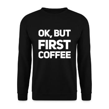 Erst Kaffee - Unisex Pullover - Schwarz - Vorne - Alina (178cm) & Michal (187cm)
