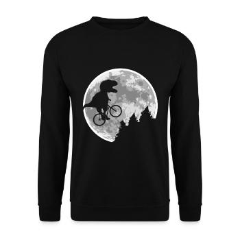 Dino Bicycle Flying Moon - Unisex Sweatshirt - black - Front - Alina (178cm) & Michal (187cm)