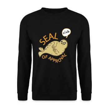 Prüfsiegel - Unisex Pullover - Schwarz - Vorne - Alina (178cm) & Michal (187cm)