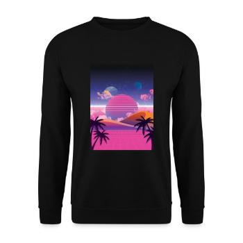 Vaporwave Beach - Unisex Sweatshirt - black - Front - Alina (178cm) & Michal (187cm)