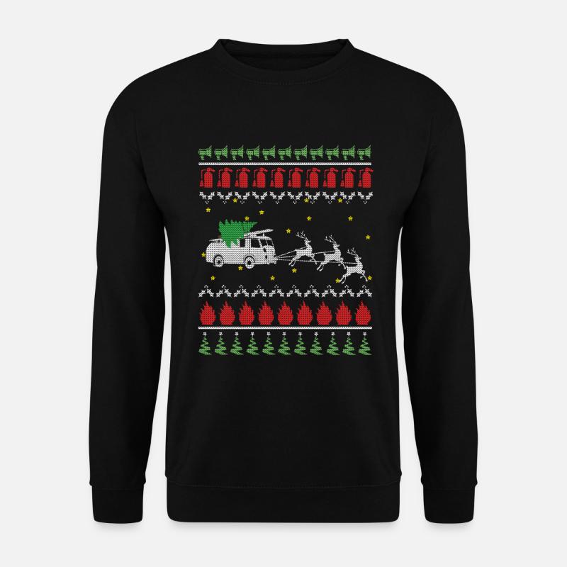 Ugly Christmas Feuerwehr - Unisex Pullover - Schwarz