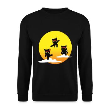 Ninja cats - Unisex Sweatshirt - black - Front - Alina (178cm) & Michal (187cm)
