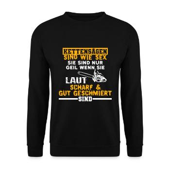 Kettensägen Sind Wie Sex - Unisex Pullover - Schwarz - Vorne - Alina (178cm) & Michal (187cm)