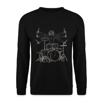 Vitruvian drummer - Unisex Sweatshirt - black - Front - Alina (178cm) & Michal (187cm)