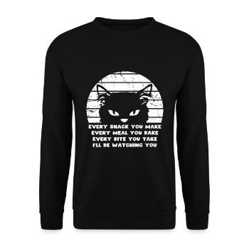 Hungrige Katze - Unisex Pullover - Schwarz - Vorne - Alina (178cm) & Michal (187cm)