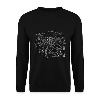 Mutter Natur Landschaft - Unisex Pullover - Schwarz - Vorne - Alina (178cm) & Michal (187cm)