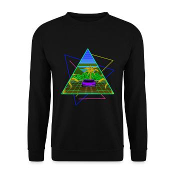 Palmiers néons Vaporwave - Sweat-shirt Unisexe - noir - Devant - Alina (178cm) & Michal (187cm)