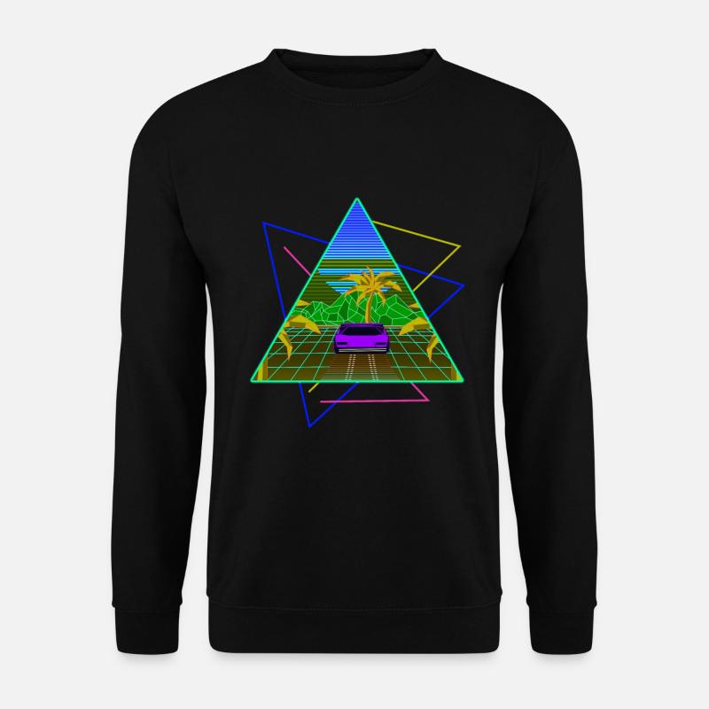 Vaporwave neon palm trees - Unisex Sweatshirt - black