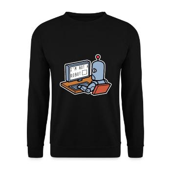 Ich Bin Kein Roboter - Unisex Pullover - Schwarz - Vorne - Alina (178cm) & Michal (187cm)