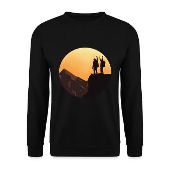 Wanderer Freiheit - Unisex Pullover - Schwarz - Vorne - Alina (178cm) & Michal (187cm)