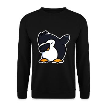 Dab Dabbing Cooler Pinguin - Unisex Pullover - Schwarz - Vorne - Alina (178cm) & Michal (187cm)