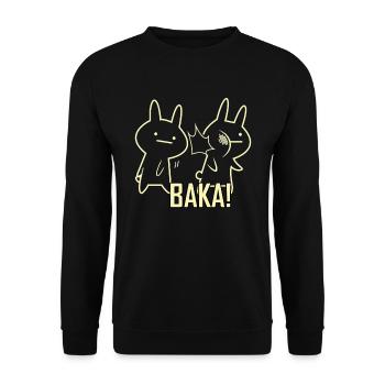Lustige Kaninchen Baka - Unisex Pullover - Schwarz - Vorne - Alina (178cm) & Michal (187cm)