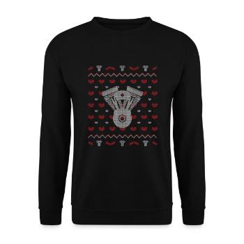 Chandail de Noël laid d'accordeur de moteur automatique - Sweat-shirt Unisexe - noir - Devant - Alina (178cm) & Michal (187cm)