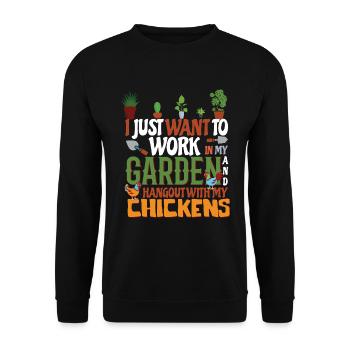 Jardin et poulets - Sweat-shirt Unisexe - noir - Devant - Alina (178cm) & Michal (187cm)