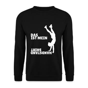 Gymnastik Sportlehrer Turner Bodenturnen Handstand - Unisex Pullover - Schwarz - Vorne - Alina (178cm) & Michal (187cm)