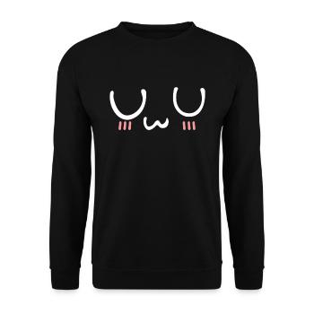UwU Anime Kawaii Meme - Unisex Pullover - Schwarz - Vorne - Alina (178cm) & Michal (187cm)