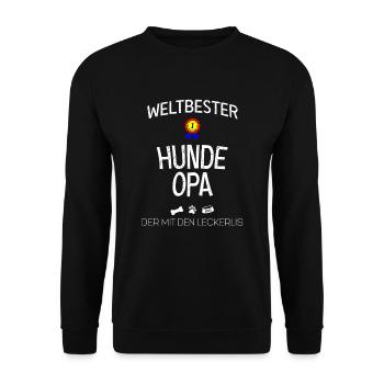 Lustiger Beste Hunde Opa Der Mit Den Leckerlis - Unisex Pullover - Schwarz - Vorne - Alina (178cm) & Michal (187cm)