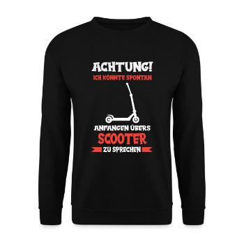 Scooter Stunt Scooter Tretroller Roller E-Scooter - Unisex Pullover - Schwarz - Vorne - Alina (178cm) & Michal (187cm)
