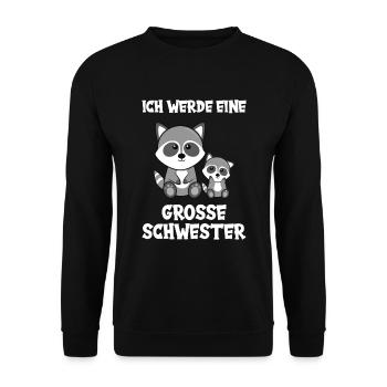 Ich werde große Schwester - Unisex Pullover - Schwarz - Vorne - Alina (178cm) & Michal (187cm)