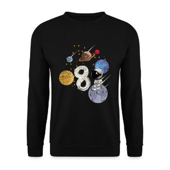 Fils Fille 8ème anniversaire d’enfant astronaute astronaute - Sweat-shirt Unisexe - noir - Devant - Alina (178cm) & Michal (187cm)