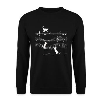 Notes musicales Chat léché - Sweat-shirt Unisexe - noir - Devant - Alina (178cm) & Michal (187cm)