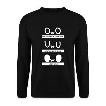 Cute OwO UwU Face We All Have Demons Anime Otaku - Unisex Pullover - Schwarz - Vorne - Alina (178cm) & Michal (187cm)