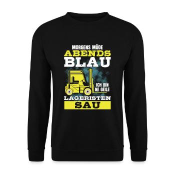 Staplerfahrer - Lustiges Lageristen Logistik - Unisex Pullover - Schwarz - Vorne - Alina (178cm) & Michal (187cm)