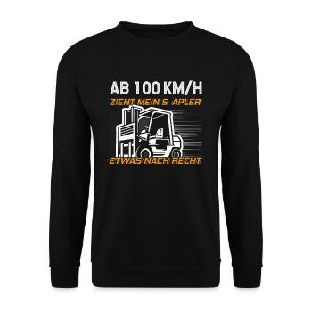 Staplerfahrer - Mein Stapler Zieht Etwas Nach - Unisex Pullover - Schwarz - Vorne - Alina (178cm) & Michal (187cm)
