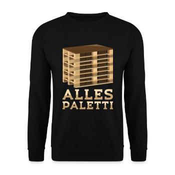 Alles Paletti Lustiges Stapler Gabelstapler - Unisex Pullover - Schwarz - Vorne - Alina (178cm) & Michal (187cm)