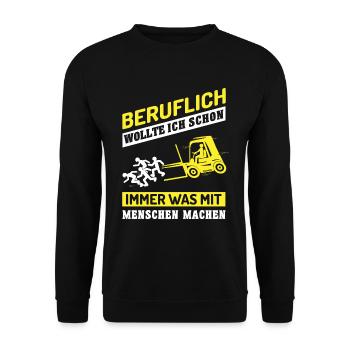 Stapler - Beruflich Was Mit Menschen Machen - Unisex Pullover - Schwarz - Vorne - Alina (178cm) & Michal (187cm)