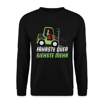 Staplerfahrer - Fährste Quer Siehste Mehr - Unisex Pullover - Schwarz - Vorne - Alina (178cm) & Michal (187cm)