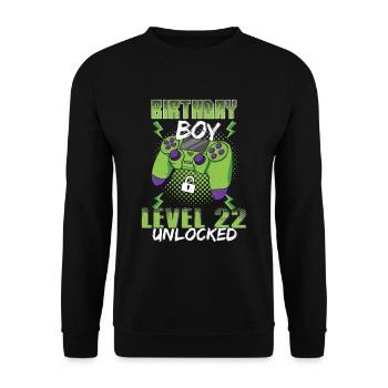 Gamer Boy Video Game Lover Age 22 Unlocked - Unisex Sweatshirt - black - Front - Alina (178cm) & Michal (187cm)