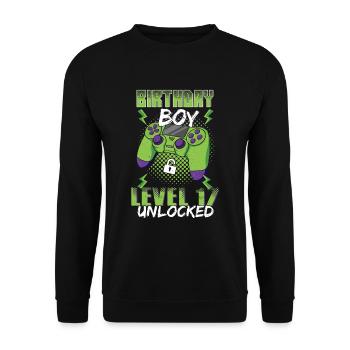 Gamer Boy Video Game Lover Age 17 Unlocked - Unisex Sweatshirt - black - Front - Alina (178cm) & Michal (187cm)