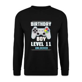 Gamer Boy Amateur de jeux vidéo Age 11 Niveau débloqué - Sweat-shirt Unisexe - noir - Devant - Alina (178cm) & Michal (187cm)