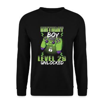 Gamer Boy Video Game Lover Age 29 Unlocked - Unisex Sweatshirt - black - Front - Alina (178cm) & Michal (187cm)
