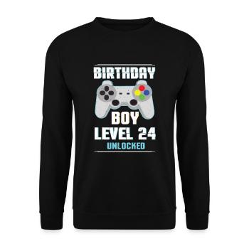 Gamer Boy Video Game Lover Age 24 Level Unlocked - Unisex Sweatshirt - black - Front - Alina (178cm) & Michal (187cm)