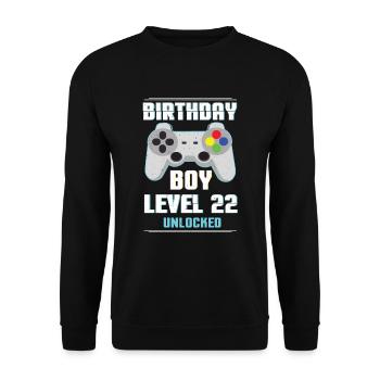 Gamer Boy Video Game Lover Age 22 Level Unlocked - Unisex Sweatshirt - black - Front - Alina (178cm) & Michal (187cm)