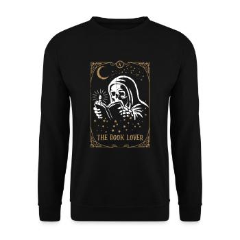 Skeleton Book Tarot Card Occult Club Gothic - Unisex Pullover - Schwarz - Vorne - Alina (178cm) & Michal (187cm)