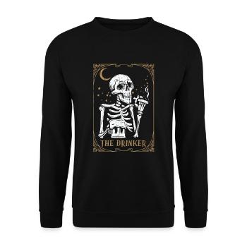Tarot Card Occult Club Gothic Vice Drinker - Unisex Pullover - Schwarz - Vorne - Alina (178cm) & Michal (187cm)